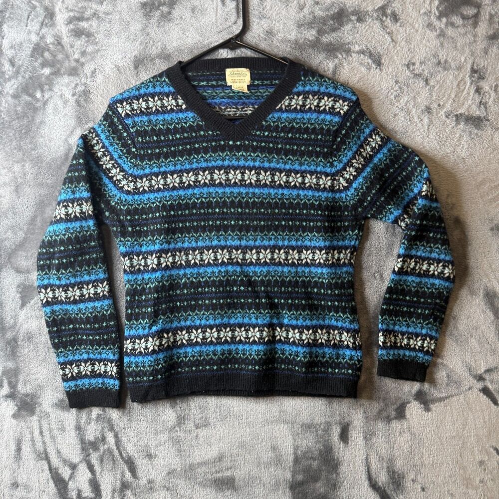 St. Johns Bay Washable LambsWool Womens Knit V-Neck Sweater Size Large